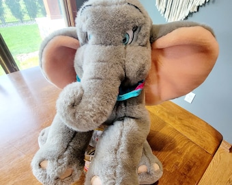 Disney Elephant Dumbo Plush Gray Stuffed Animal 12" with Red Hat