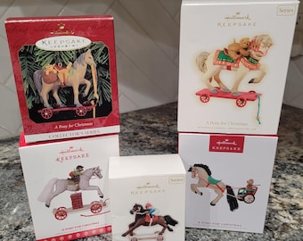 Lot of Hallmark Keepsake "A Pony for Christmas" Collection 1999, 2009, 2010, 2017, 2023