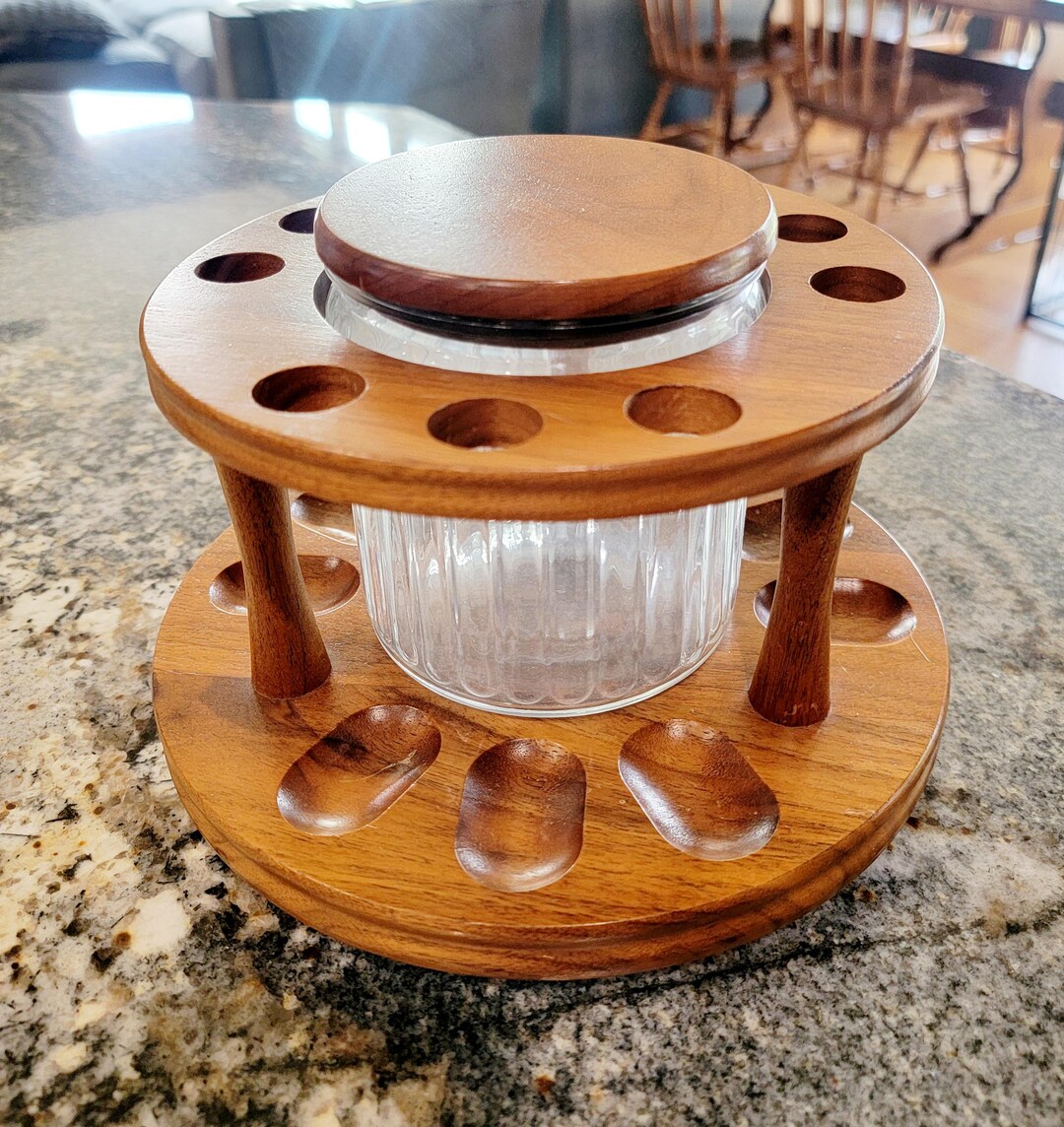 Vintage Decatur Rotating Walnut Pipe Rack & Humidor - Etsy