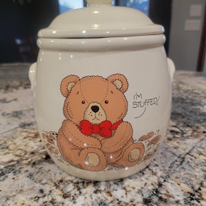 Treasure Craft Brown Teddy Bear “I’m Stuffed” Ceramic Cookie Jar 1985