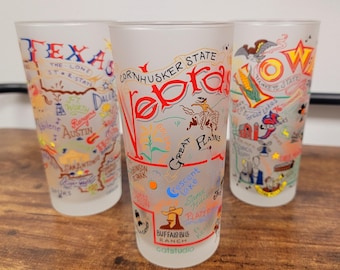 You Pick! Catstudio Drinking Glasses Featuring Nebraska, Texas and Iowa