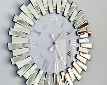 Reloj de pared con espejo decorativo, regalo para un hogar nuevo y de lujo, arte de pared minimalista, reloj para cocina y comedor, reloj silencioso de gran tamaño