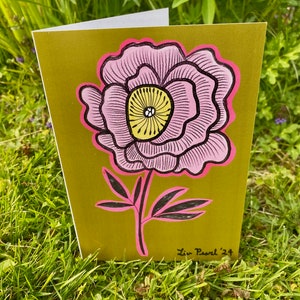 Cartão de felicitações em branco Punk Rock Peony