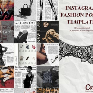140 Canva ファッション Instagram テンプレート (編集可能) | ストーリーと投稿のマッチング | エレガントなファッション | ヴィンテージ | レトロ マガジン