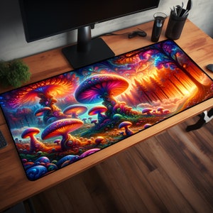 Mushroom Garden Gaming Mousepad - High Quality XXL Mouse pad - Printed Gaming Mousepad - Keyboard Mouse mat - Computer Desk pad