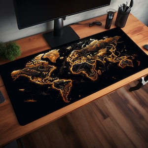 World Map of Elegance Gaming Mousepad - High Quality XXL Mouse pad - Printed Gaming Mousepad - Keyboard Mouse mat - Computer Desk pad