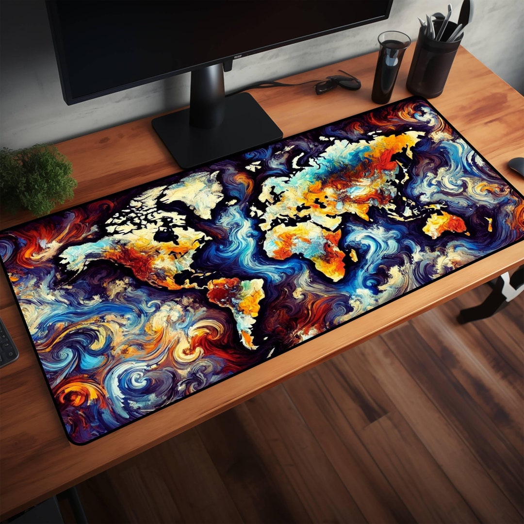 Expressionism World Map Earth Gaming Mousepad - High Quality XXL Mouse ...