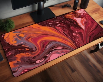 Red Marble Gaming Mousepad - High Quality XXL Mouse pad - Printed Gaming Mousepad - Keyboard Mouse mat - Computer Desk pad