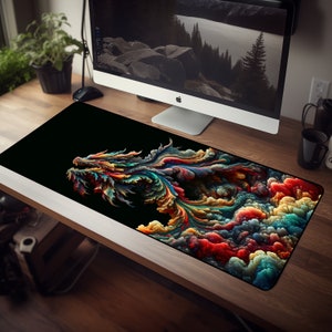 Storm Dragon Gaming Mousepad - High Quality XXL Mouse pad - Printed Gaming Mousepad - Keyboard Mouse mat - Computer Desk pad