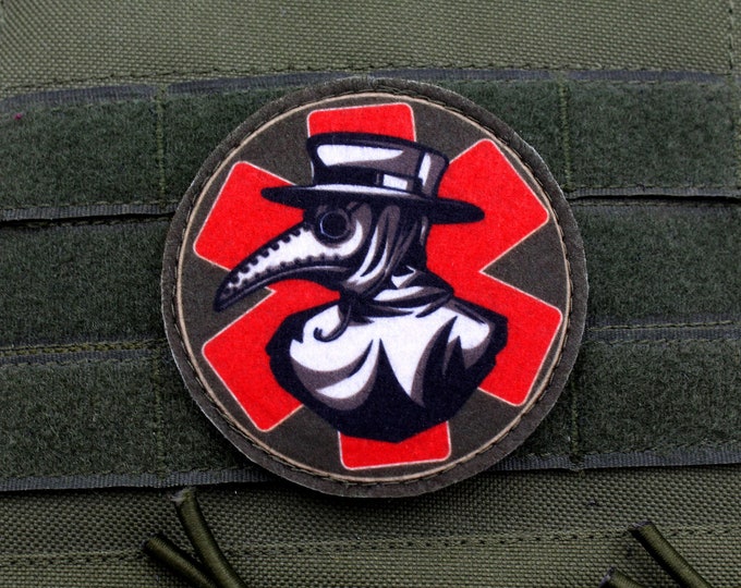Plague doctor red paramedic emt patch