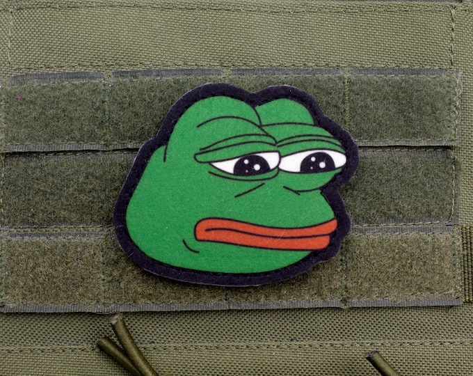 Sad frog meme hook and loop morale patch