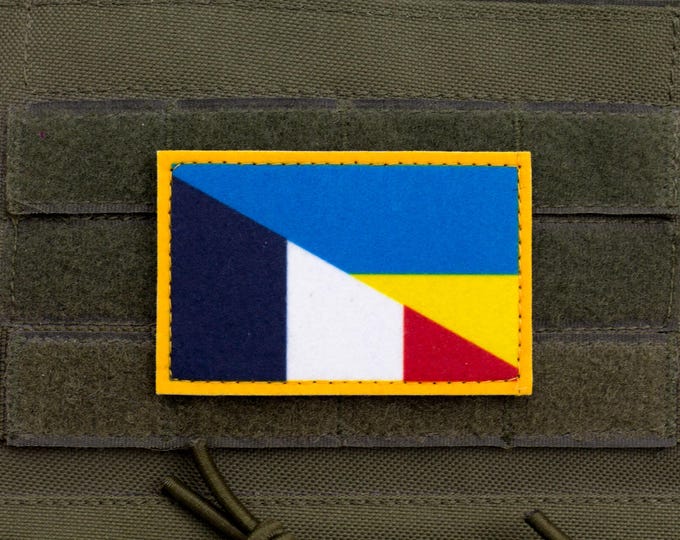 France Ukraine Friendship Flag Patch | Printed Hook and Loop Morale Patch