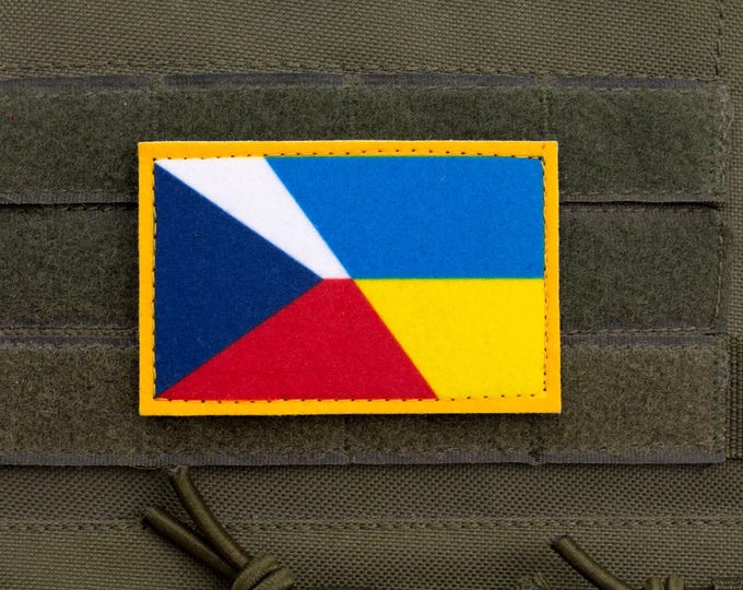 Czech Republic Ukraine Friendship Flag Patch | Printed Hook and Loop Morale Patch