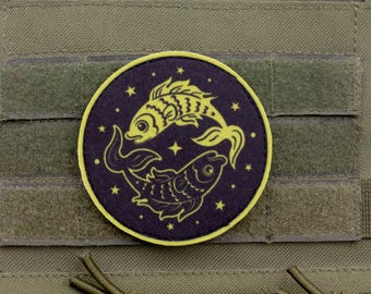 Pisces Sternzeichen Aufnäher | Horoskop Zeichen Stimmungsabzeichen | Filz Astrologie Aufnäher