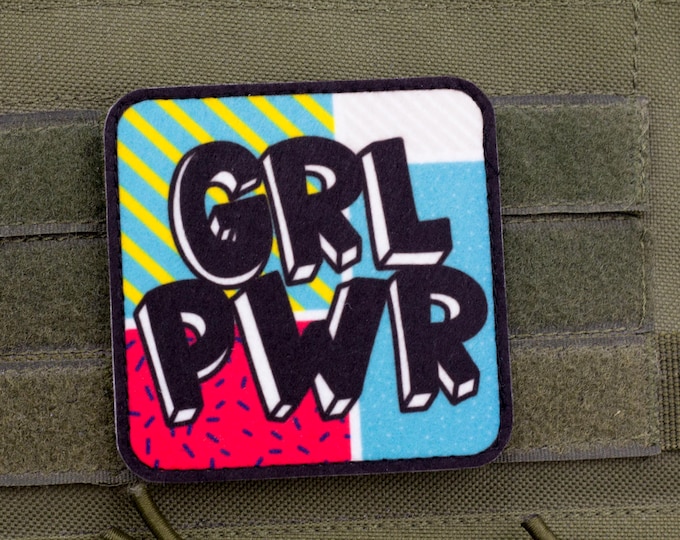 GRL PWR Patch | Feminist Morale Hook and Loop Badge for Backpack, Jacket, Hat