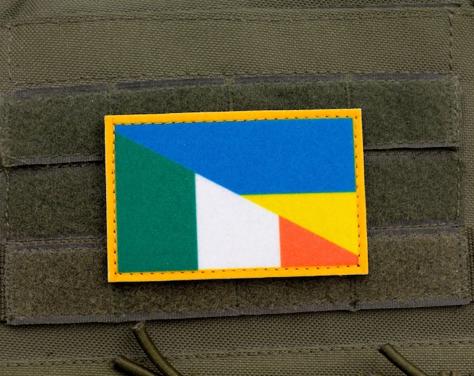 Ireland Ukraine Friendship Flag Patch | Printed Hook and Loop Morale Patch