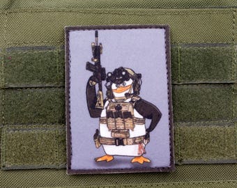 Penguin Meme hook and loop morale patch Madagascar penguins parody