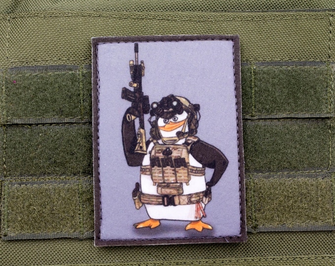 Penguin Meme hook and loop morale patch Madagascar penguins parody
