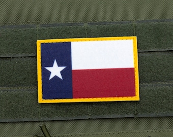 Texas State Flag Patch - OD Green Subdued 2x3 Inch With Hook & Loop Backing