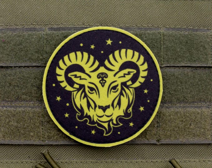 Aries Zodiac Patch | Horoscope Sign Morale Badge | Printed Felt Astrology Patch