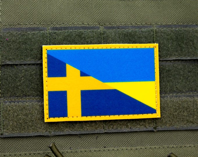 Sweden and Ukraine Flag hook and loop patch Sveriges flagga