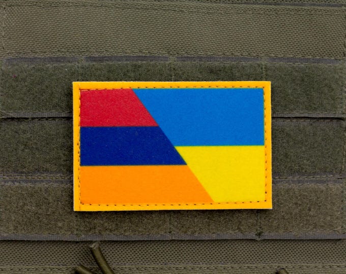 Armenia Ukraine Friendship Flag Patch | Printed Hook and Loop Morale Patch