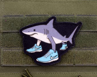 Tralalero tralala italian brainrot tiktok meme hook and loop morale patch
