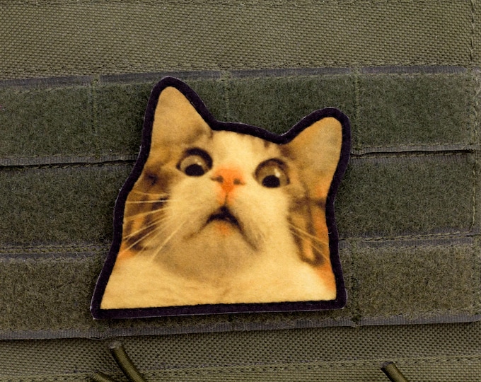Scaredy Cat Meme Patch: Sublimated Felt, Hook and Loop
