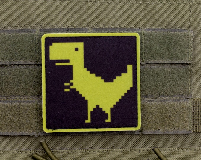 Dinosaur Pixel Art Patch: T-Rex Hook and Loop Morale Patch