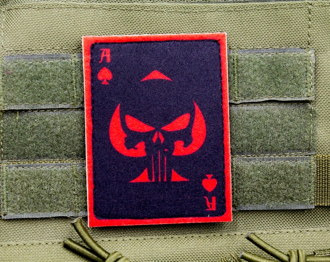 Ace of spades Skull hook and loop morale patch