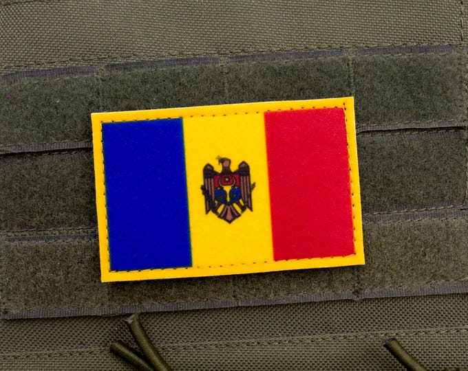 Moldova flag hook and loop patch steagul Moldovei
