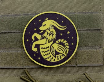 Capricorn Zodiac Patch | Horoscope Sign Morale Badge | Printed Felt Astrology Patch