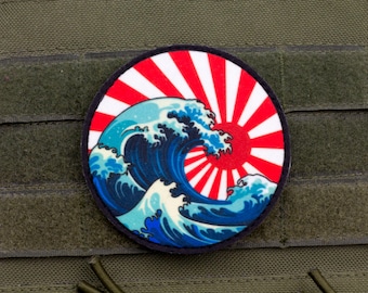 Japanse Kanagawa-golf met opkomende zonnestralen moraalpatch