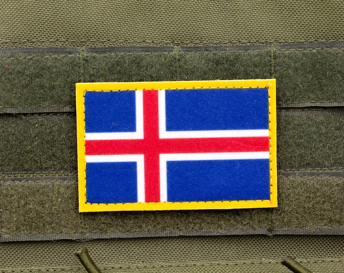Iceland flag hook and loop patch Fáni Íslands