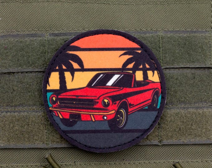 Retro Muscle Car Sunset Hook and Loop Patch