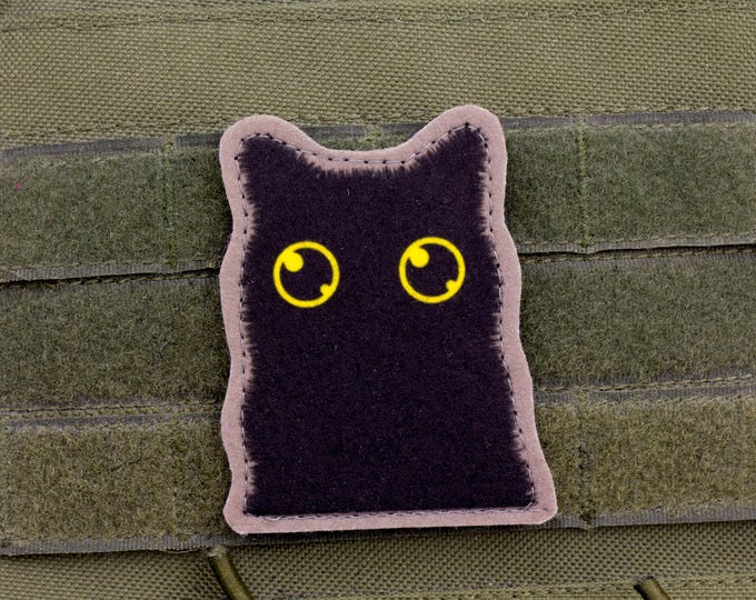 Black Cat Patch | 2.4″ x 3.1″ Hook and Loop Morale Patch | Sublimated Felt