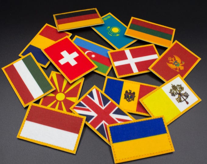 European countries flags hook and loop patches