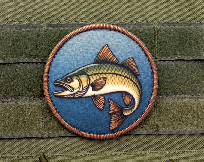 Pike fishing hook and loop morale patch