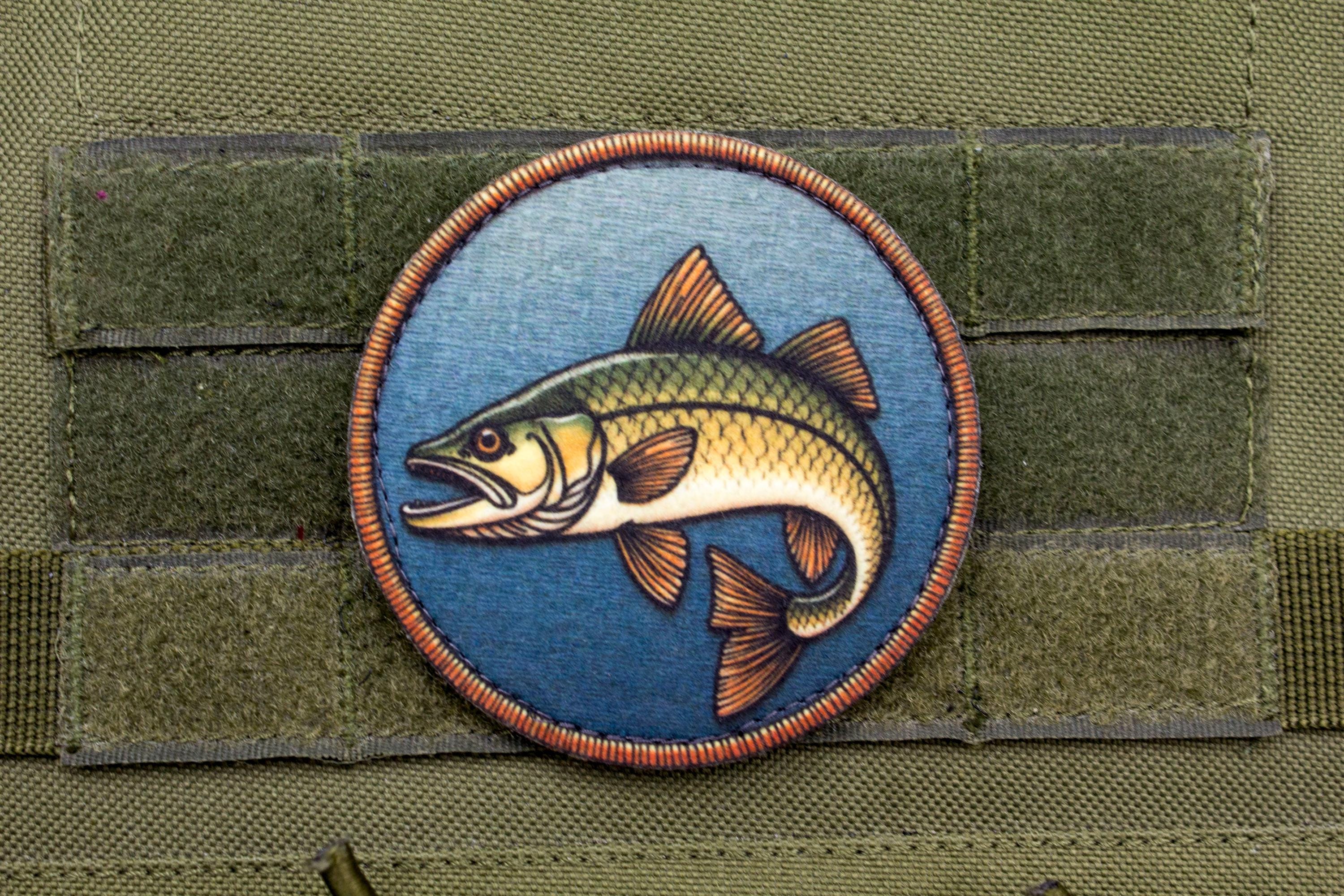 Écusson thermocollant Garde la pêche brodé couleur pêche et vert