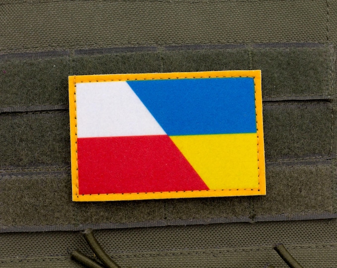 Poland Ukraine Friendship Flag Patch | Printed Hook and Loop Morale Patch
