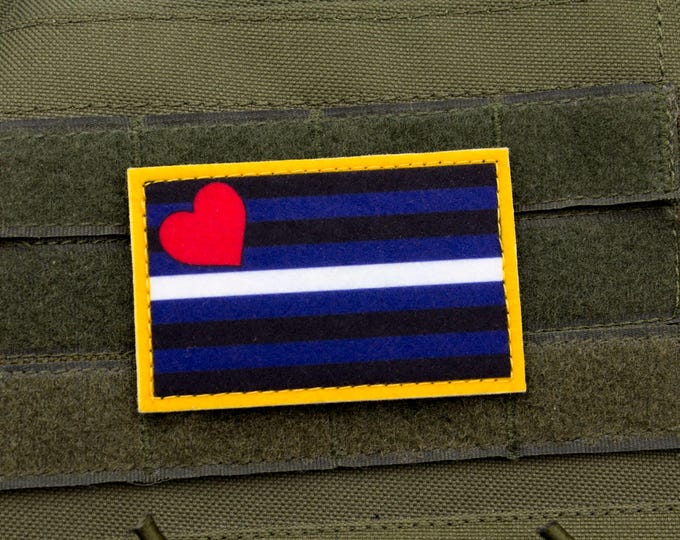 Leather pride flag hook and loop patch