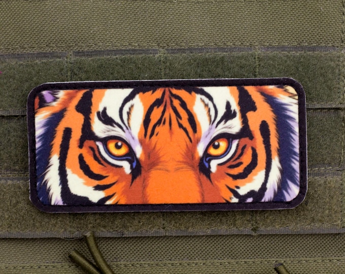 Tiger Eyes Patch | 2″ x 4.3″ Hook and Loop Morale Patch | Sublimated Felt