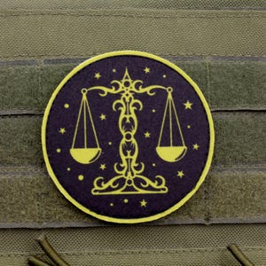 Weegschaal dierenriem patch | Badge horoscoopteken moreel | Bedrukte vilten astrologische patch