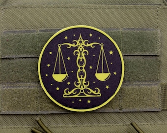 Libra Zodiac Patch | Horoscope Sign Morale Badge | Printed Felt Astrology Patch
