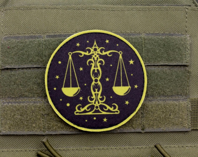 Libra Zodiac Patch | Horoscope Sign Morale Badge | Printed Felt Astrology Patch