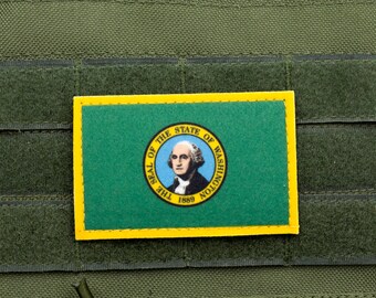 parche patriótico de velcro con la bandera del estado de Washington