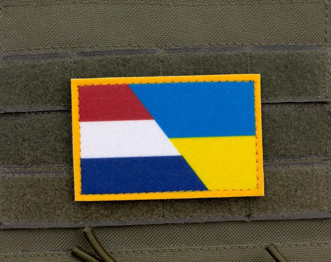 Netherlands Ukraine Friendship Flag Patch | Printed Hook and Loop Morale Patch