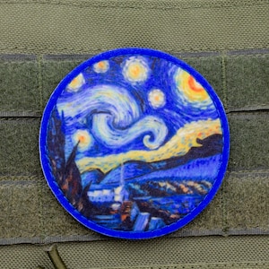 Starry night Vincent van gogh fine art patch hook and loop