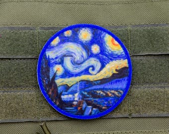 Starry night Vincent van gogh fine art patch hook and loop