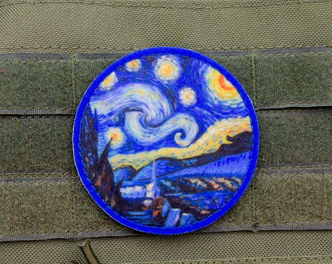 Starry night Vincent van gogh fine art patch hook and loop